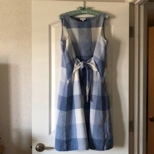 Blue check linen dress J.Jill size PM
